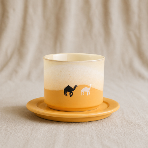 Camel Gradient Ceramic Cup and Saucer Set